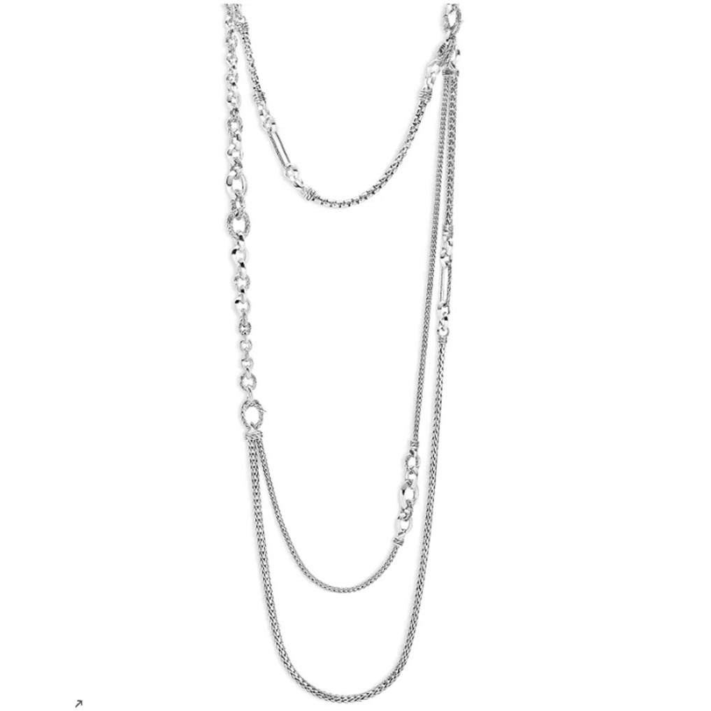 Smycken OEM ODM tillverkare av Sterling Silver Classic Chain Layered Necklace