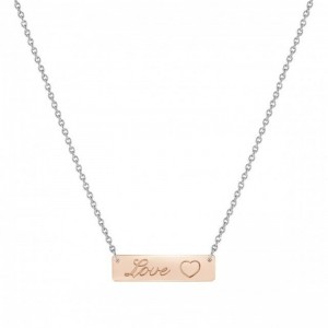Jewelry wholesaler custom made 925 Sterling silver and 9K Rose gold plated necklace LOVE pendant