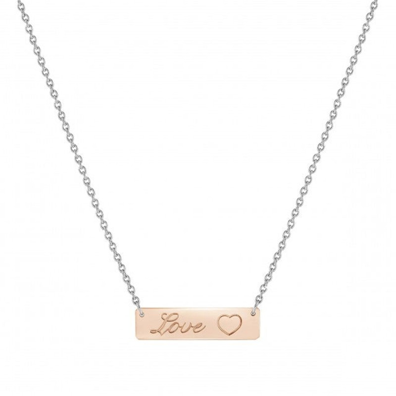 Grossiste bijoux sur mesure collier pendentif LOVE en argent sterling 925 et plaqué or rose 9K