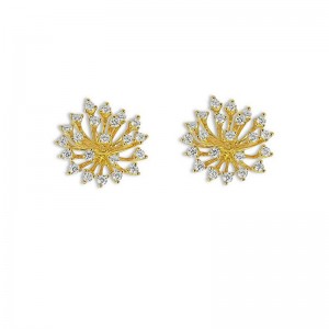 Jewerly factory  manufacture custom 18K Yellow Gold Luminus CZ Starburst Statement Earrings