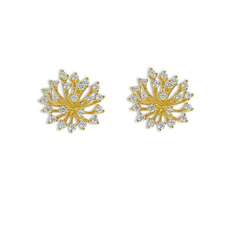 Pendientes llamativos personalizados Luminus CZ Starburst de oro amarillo de 18 quilates fabricados en fábrica de joyería