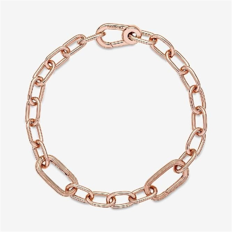 Link Chain zaprojektowany według własnego pomysłu, hurtownia bransoletek ze srebra próby 925 z różowego złota vermeil