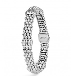 Los Angeles 925 Silberschmuck-Händler ODM OEM Signature Sterling Silver Fluted Station Caviar Armbänder