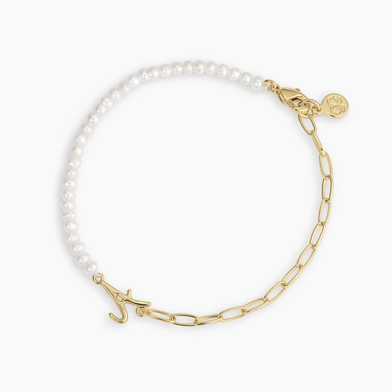 Custom Silver Manufacturer OEM ODM Lou Pearl Alphabet Bracelet