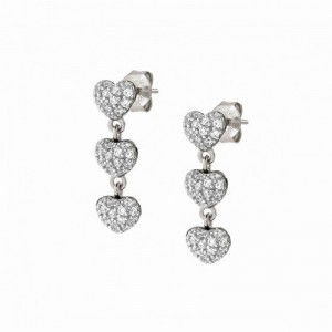 Boucles d'oreilles Love en zircon cubique avec pendentifs, logo personnalisé, bijoux en argent rhodié en argent 925, hypoallergéniques