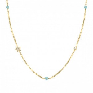 Amei esses colares!Colar de prata esterlina com design personalizado do atacadista de joias de Singapura com estrela e jade azul claro