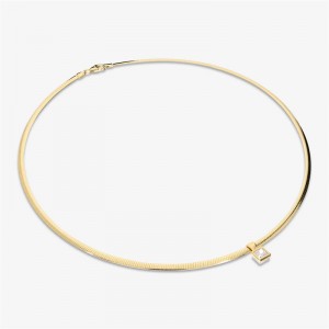 Custom Made Omega Mesh Necklace in 925 Silver plated with 18Kt Yellow Gold at JINGYING