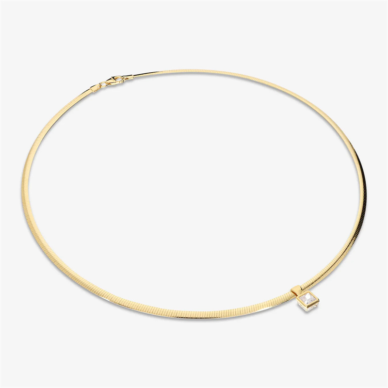 Custom Made Omega Mesh Necklace in 925 Silver plated with 18Kt Yellow Gold at JINGYING
