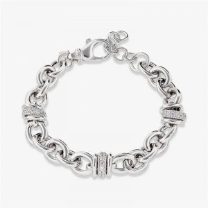 Custom Gold Filled Jewelry Rolo Mesh Bracelet in Rhodium Plated 925 Silver