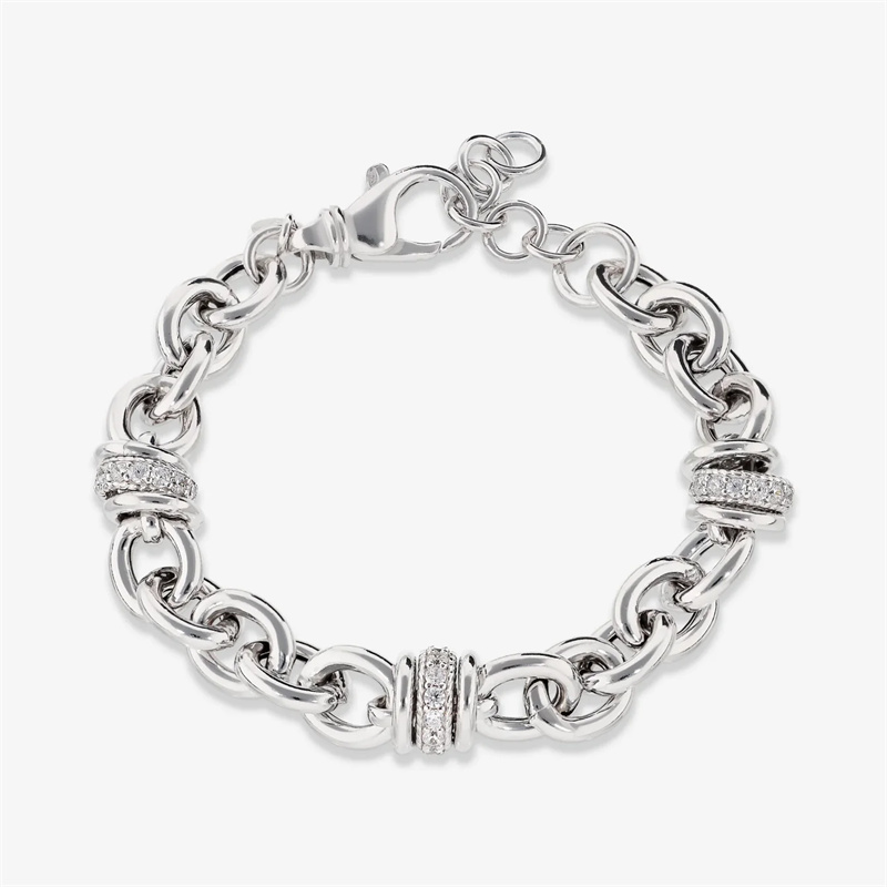 Custom Gold Filled Jewelry Rolo Mesh Bracelet in Rhodium Plated 925 Silver