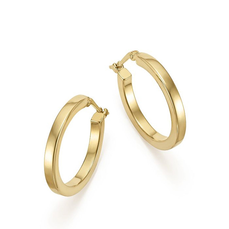 Hizo su joyería de estilo en aretes de aro de tubo cuadrado chapados en oro amarillo de 14 k de un mayorista de joyas de plata