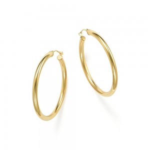 Make ODM 14K Yellow Gold Vermeil Round Hoop Earrings manufacturer supplier wholesale