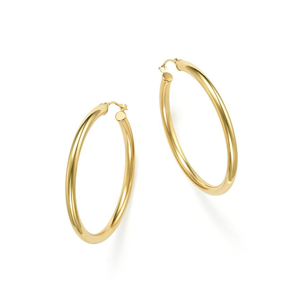 Jadikan ODM 14K Kuning Emas Vermeil Round Hoop Earrings produsen pemasok grosir