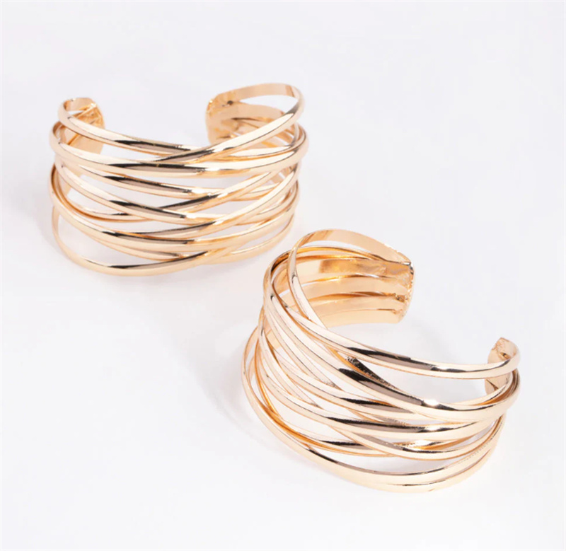 Buatlah perhiasan yang dirancang khusus, Gelang Manset Ganda Crossover Emas