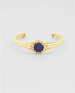 Créez votre propre conception de bijoux, bracelet chevalière viribus et animo lapis plaqué or jaune oem odm