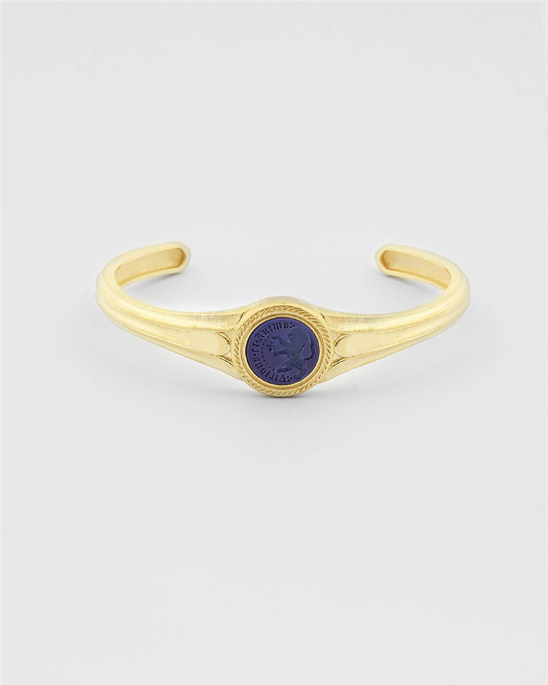 Make your own jewellery design, oem odm yellow gold plated viribus et animo lapis  signet bracelet