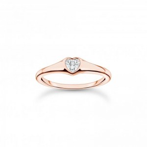 Malaysia jewelry brand company custom sterling silver Rose Gold Plated Zirconia Heart Ring