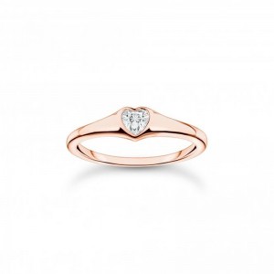 Malaysia Jewelry Brand Company kundenspezifischer Herzring aus rosévergoldetem Sterlingsilber mit Zirkonia