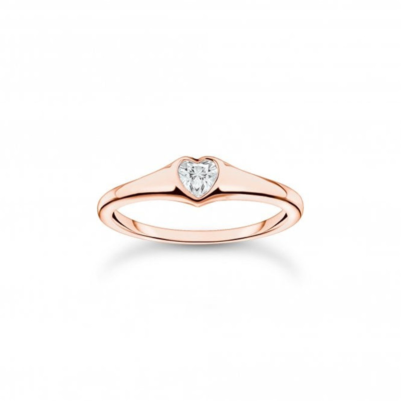 Malaysia jewelry brand company custom sterling silver Rose Gold Plated Zirconia Heart Ring