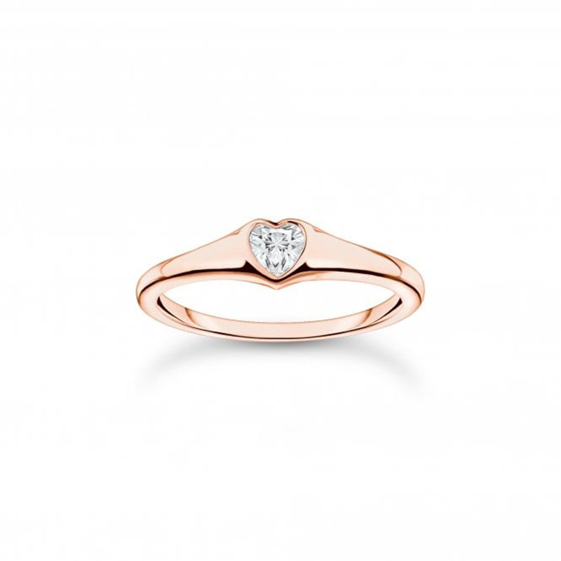 Anillo de corazón de circonio chapado en oro rosa personalizado de plata esterlina de la marca de joyería de Malasia