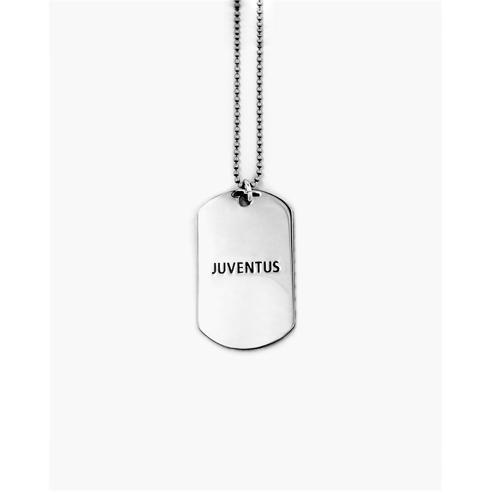 Fabricante de collar de datos del ejército de la Juventus con grabado personalizado de plata esterlina para hombres mayorista