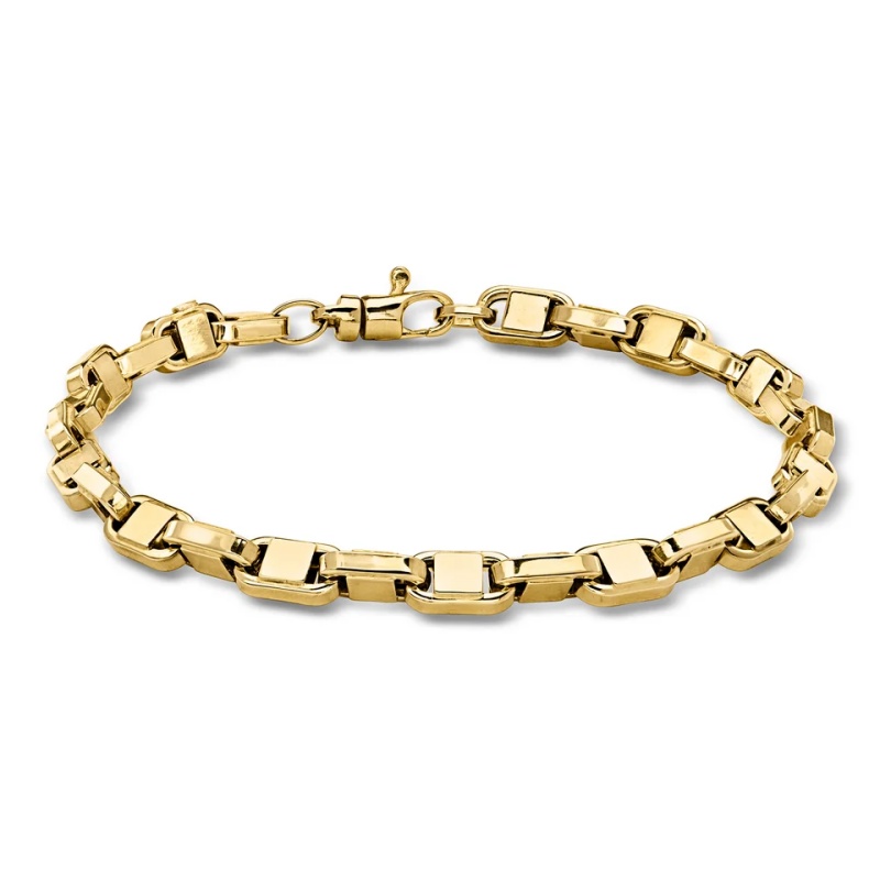 Custom 925 Silver Men’s 14kt Yellow Gold Mariner-Link Bracelet Manufacturer