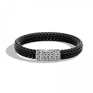 Velkoobchodní pánský klasický řetízek Black Rubber Sterling OEM/ODM Jewelry Silver zakázkové módní šperky velkoobchod