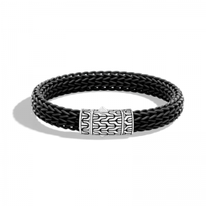 Chaîne classique en caoutchouc noir pour hommes, bijoux Sterling OEM/ODM en argent, bijoux à la mode personnalisés, vente en gros