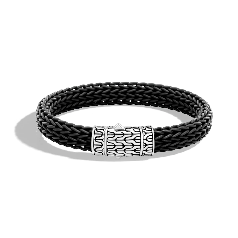 Commercio all'ingrosso di gioielli di moda personalizzati in argento con catena classica da uomo in gomma nera sterling OEM / ODM