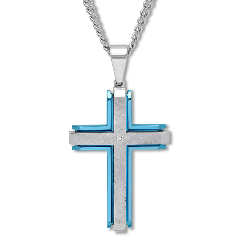 Collier croix pour hommes CZ Accent acier inoxydable fabricant de bijoux personnalisés