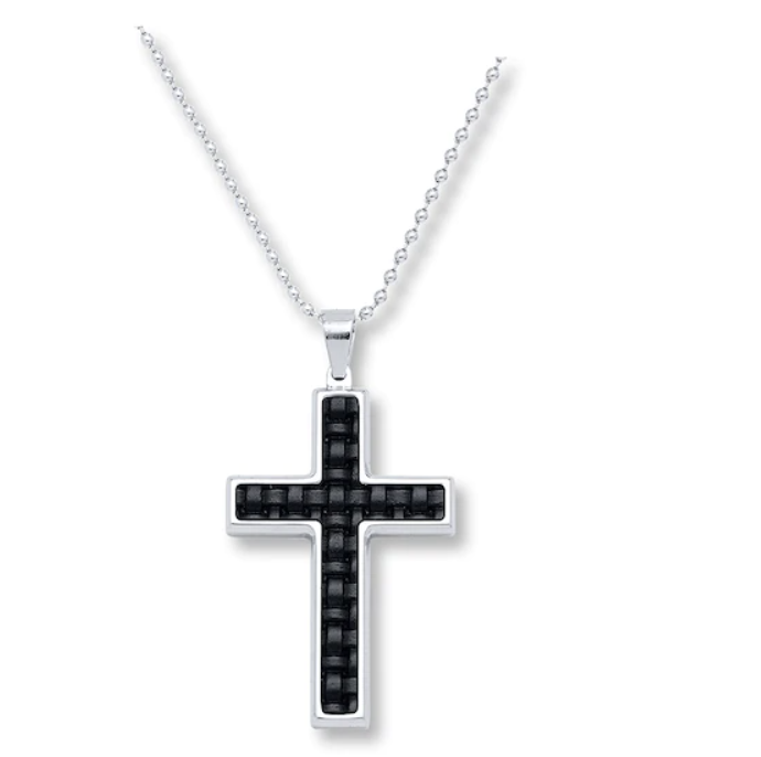 Men’s Cross Necklace Leather Accent Stainless Steel custom wholesale jewelry suppliers