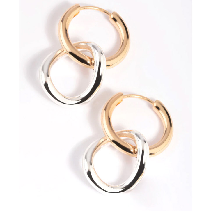 Mixed Metal Link Huggie Hoop Earrings mendesain dan menciptakan perhiasan khusus di Tiongkok