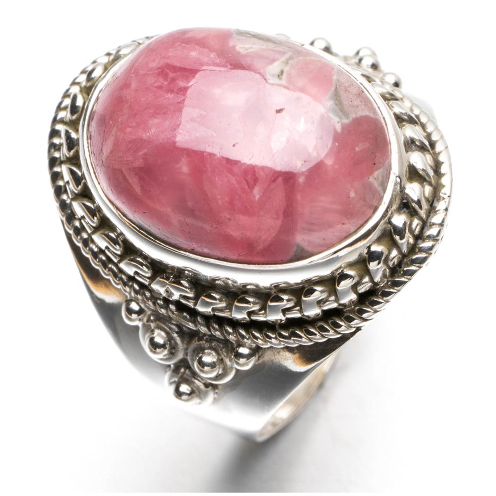 Bague de mode pour femme en rhodonite en gros personnalisée |Fabrication de bijoux en argent 925 |Fabrication de bagues 925