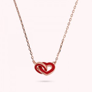 The OEM Manufacturer of Necklace with Double Enamelled Heart and Oval Mesh Pendant