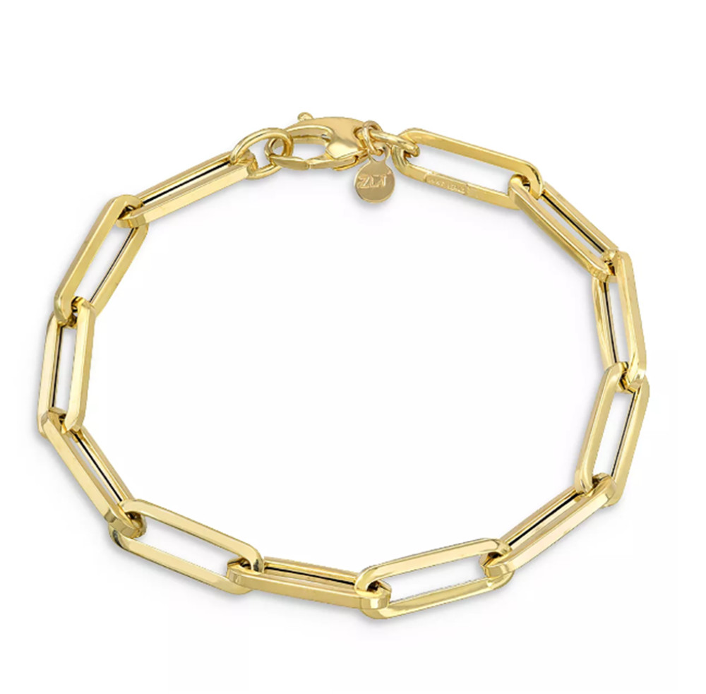 Pulsera de cadena con clip de papel extra grande de oro amarillo de 14K OEM ODM personalizado fabricante de joyas de plata 925 de Países Bajos