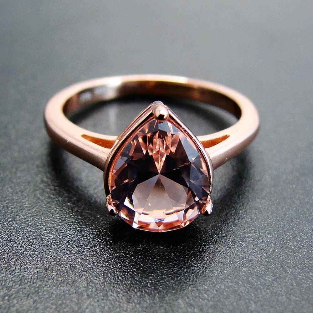 Custom Wholesale Fashion Lady’s Jewelry | 14K Rose Gold Planting Morganite Ring | Customized Jewelry Manufacturer