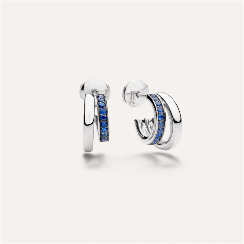 Orecchini a doppio anello personalizzati dei nuovi designer di gioielli di moda in oro bianco 18kt