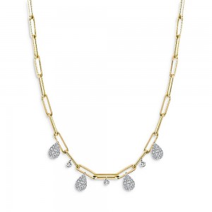Norway custom jewelry supplier oem odm 14k yellow gold vermeil rectangular link necklace with cubic zirconia