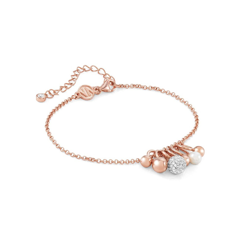 Mórdhíoltóir jewelry hIorua saincheaptha déanta Soul Rose Gold Vermeil 925 Silver Crystal Ball Pearl Bracelet