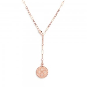 ODM Custom 18-каратное розовое золото Венецианская принцесса Лариат ожерелье с кубическим цирконием Производитель оптовая продажа