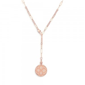 Produttore di collana lariat con zirconi cubici principessa veneziana in oro rosa 18 carati personalizzato ODM all'ingrosso