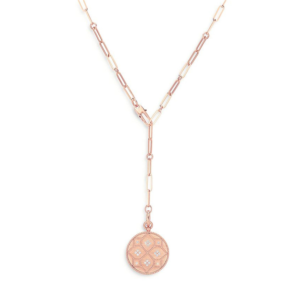 ODM Custom 18K Rose Gold Benátská princezna Cubic Zirconia Lariat náhrdelník výrobce velkoobchod