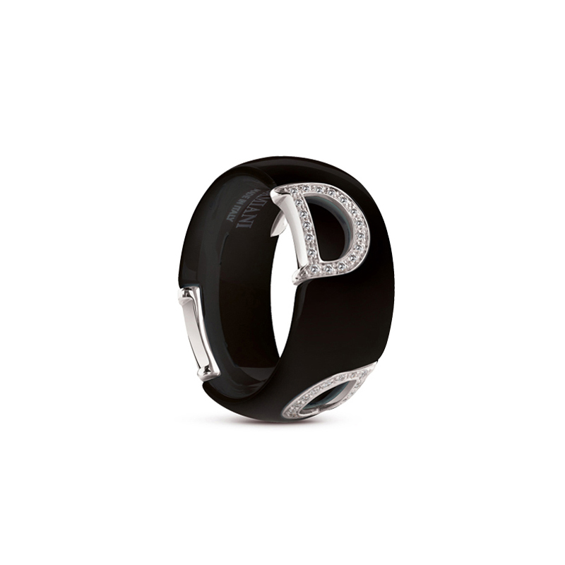 Wholesale OEM Black OEM/ODM Jewelry ceramic, white gold and diamonds ring With custom Engraving