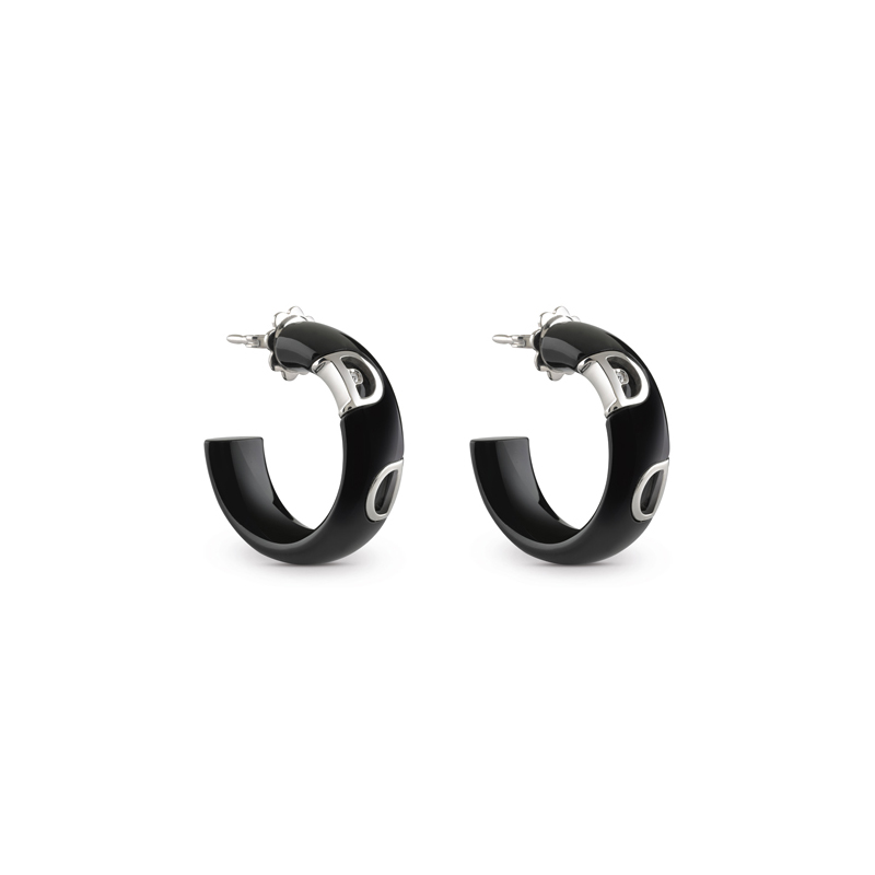 Boucles d'oreilles en céramique noire OEM, bijoux OEM/ODM, plaqué or blanc, conception, gravure de vos bijoux, vente en gros