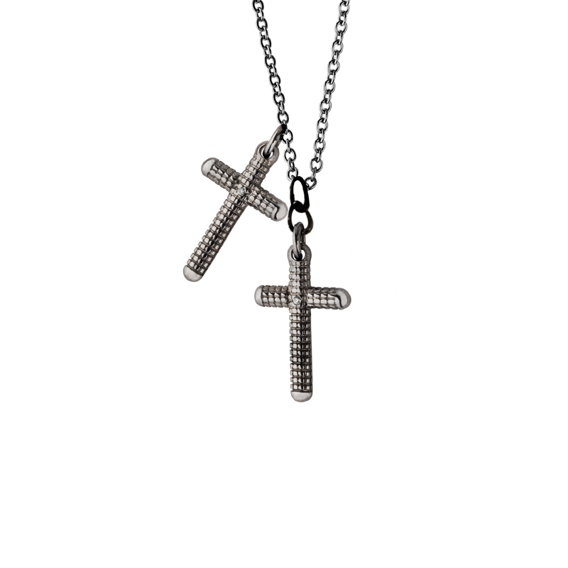 Bijoux OEM/ODM en gros, collier croix en or noir et diamant OEM, bijoux personnalisés et personnalisés