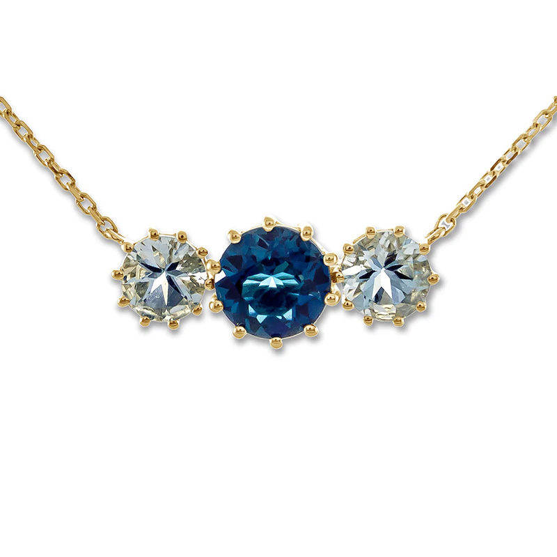 Wholesale OEM Blue Topaz OEM/ODM Jewelry Aquamarine Necklace 10K Yellow Gold  for your design