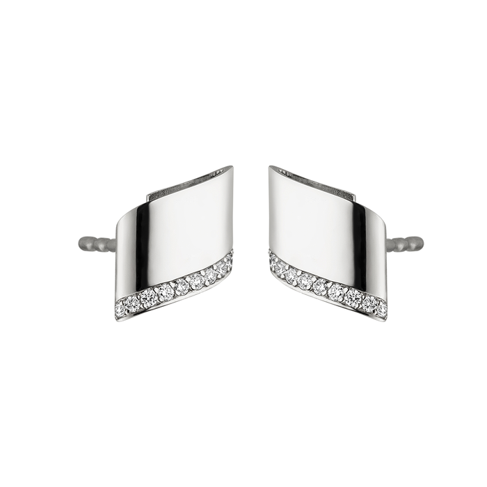 OEM Custom CZ earring stud in rhodium plated 925 sterling silver