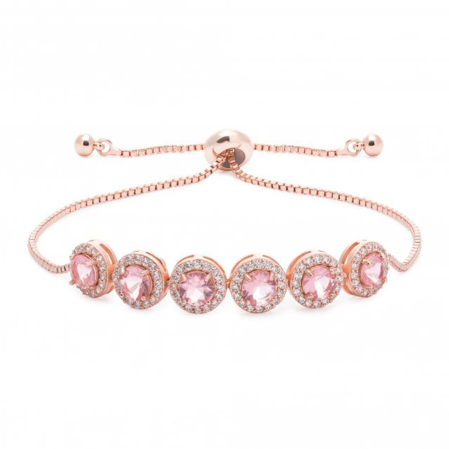 OEM Custom Design Manufacturing rose gold pink-pave toggle-bracelet