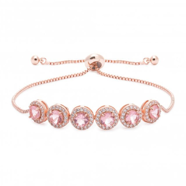 Bracciale a ginocchiera con pavé rosa in oro rosa di produzione personalizzata OEM