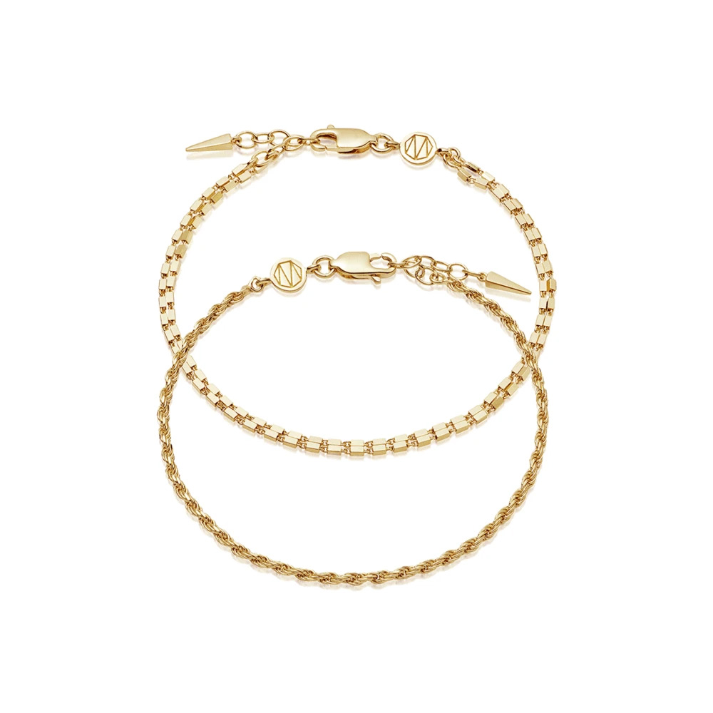 Wholesale OEM Double Chain Bracelet OEM/ODM Jewelry 18ct Gold Vermeil On Sterling Silver factory